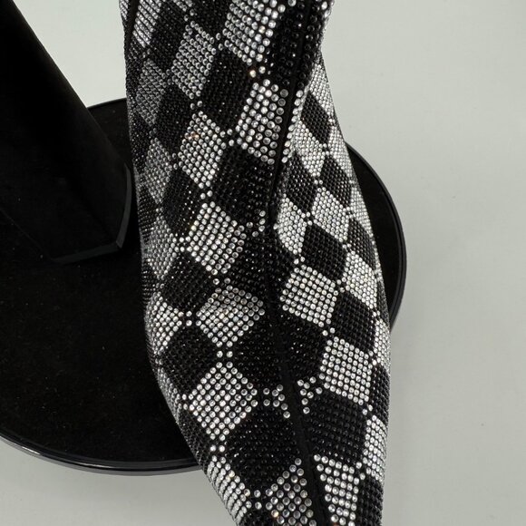 NWOB, Wild Pair Womens Rhinestone Checkered Ankle Boots Size 7 Black & Silver - Picture 3 of 7